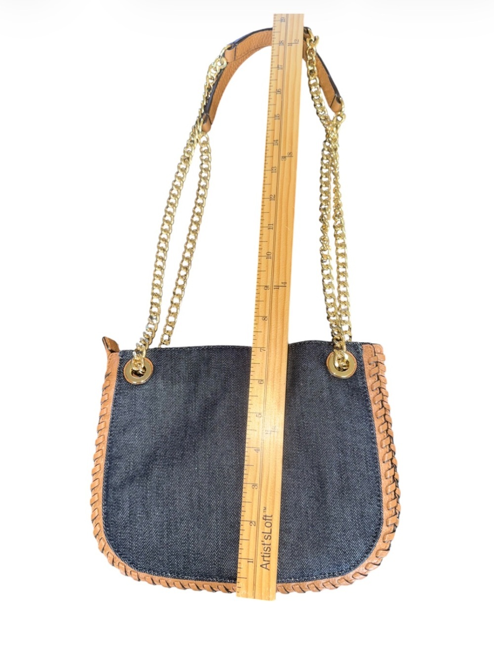 Michael Kors Denim & Leather Chain Crossbody Shoulder Bag - Picture 14 of 16